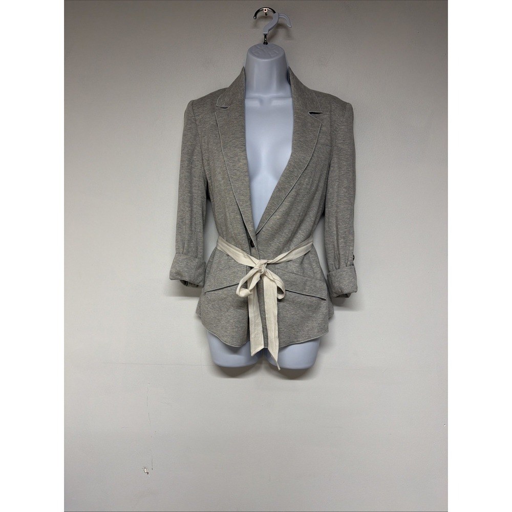 Banana Republic Womens Blazer Size XS Cotton Silk Gray Tie Front